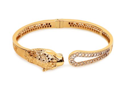 Zlatý oválný obručové náramek gepard