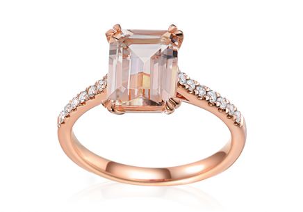 Briliantový prsten s mohutným morganitem z růžového zlata 0,150 ct