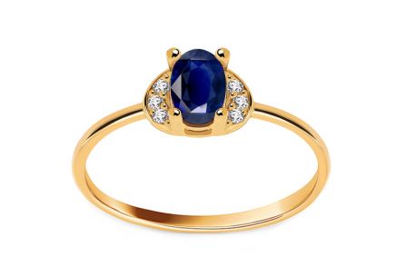 Dámský prsten se simulovaným safírem a zirkony