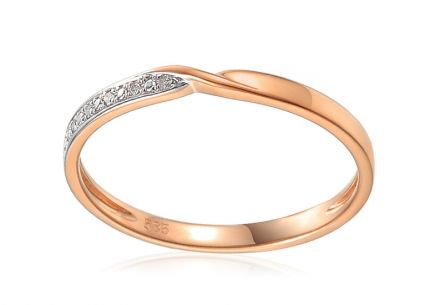 Něžný briliantový prsten z růžového zlata, 14K