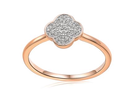 Prsten s brilianty z růžového zlata 0,080 ct