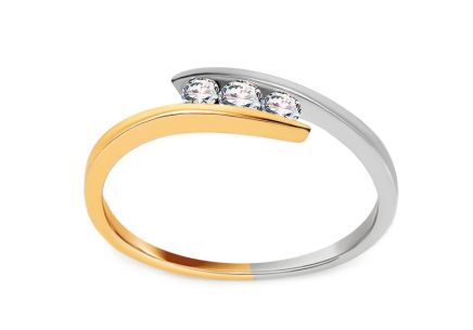 Prsten z kombinovaného zlata se zirkony Pretty