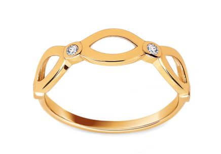 Zlatý minimalistický prsten se zirkony