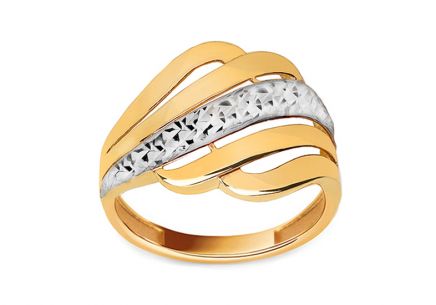 Zlatý dvoubarevný prsten s gravírováním