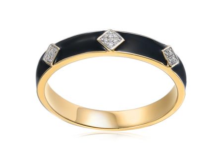Pánský briliantový prsten s černou glazurou 0,030 ct
