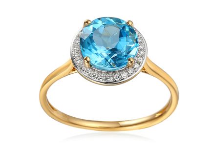 Briliantový prsten s modrým topasem