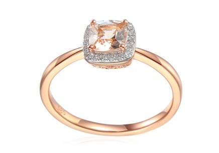 Morganitový prsten s diamanty z růžového zlata Elia