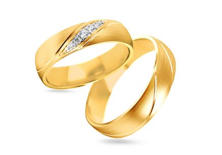 Snubní prstýnky ve žlutém zlatě s kamínky, 5 až 6mm