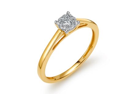 Briliantový zásnubní prsten z kombinovaného zlata 0,080 ct