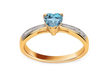 Zásnubní prsten s topasovým srdcem a diamanty Lailie 0.030 ct