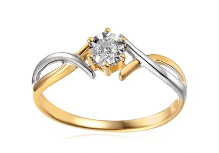 Zlatý diamantový prsten 0,090 ct Aya