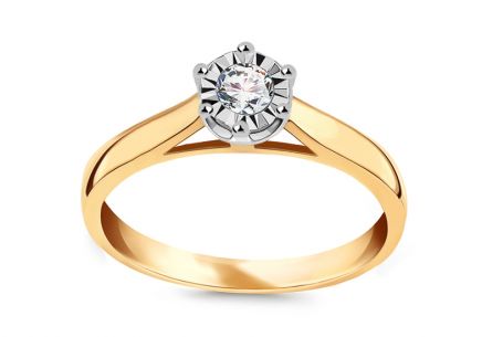 Zlatý diamantový prsten 0.150 ct Illusion