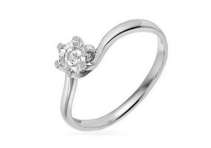 Zlatý zásnubní prsten s diamantem Nelle white