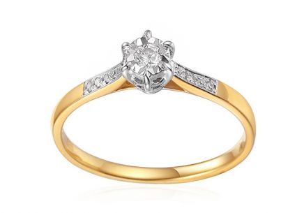 Zlatý zásnubní prsten s diamanty 0,130 ct Preia