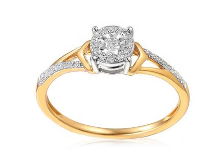 Zlatý zásnubní prsten s diamanty Makaila 0,12ct