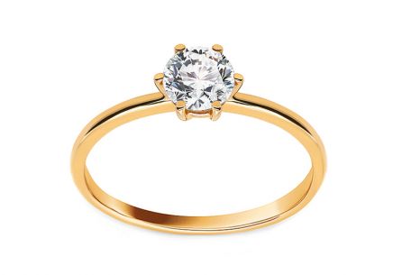 Zlatý zásnubní prsten se zirkonem Maloa