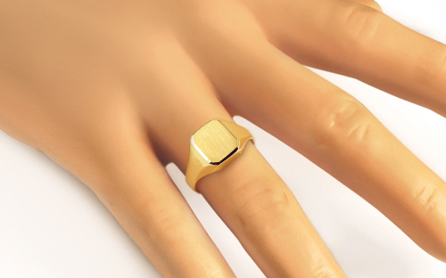 Zlatý pánský prsten s matováním - IZ22427 - na modelce