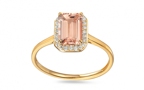 Zlatý prsten s morganitem a diamanty 0,080 ct - IZBR895M