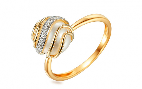 Zlatý prsten s perlou a diamanty 0.030 ct Chloris - IZBR560