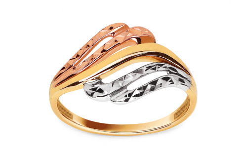 Zlatý tříbarevný prsten s gravírem - IZ9964