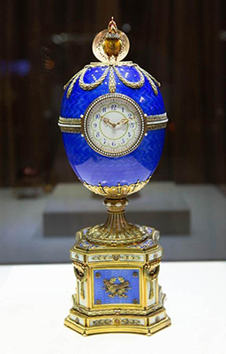 Modré Fabergé Kelchovy vejce Chanticleer