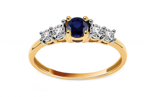 Briliantový prsten se safírem - KU1425