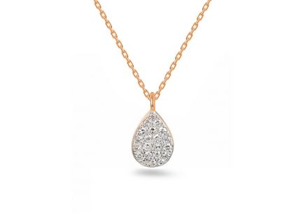 Briliantový náhrdelník z růžového zlata s kapkou 0.060 ct