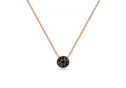Minimalistický náhrdelník z růžového zlata s černými diamanty 0.050 ct