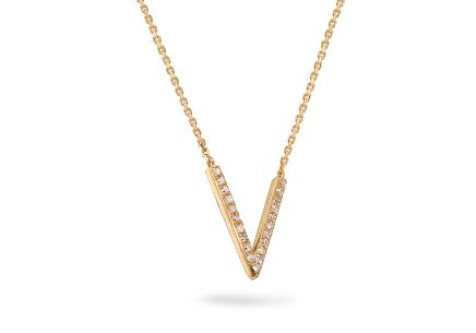 Zlatý briliantový náhrdelník s přívěskem 0.070 ct
