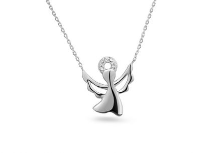Briliantový náhrdelník z bílého zlata 0,010 ct Andílek