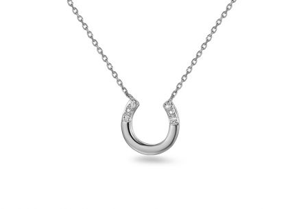 Briliantový náhrdelník z bílého zlata 0.010 ct Podkova