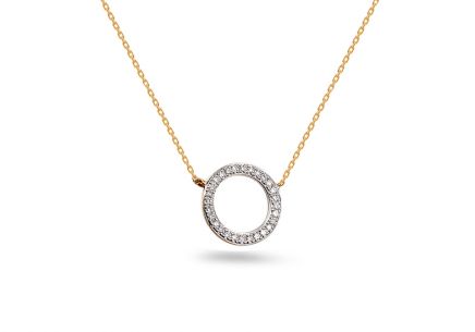 Zlatý náhrdelník s diamantovým kroužkem Karma 0,080 ct
