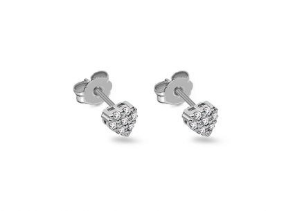 Diamantové napichovací náušnice Srdce 0,0910 ct