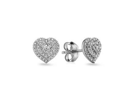 Diamantové napichovací náušnice Srdíčka 0,160 ct