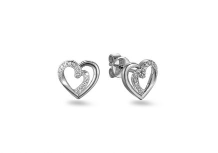 Napichovací náušnice s diamanty Srdíčka 0,050 ct