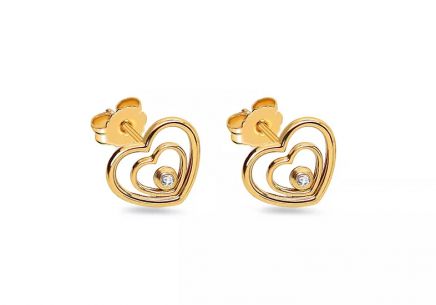 Napichovací náušnice Srdce s diamanty 0,030 ct
