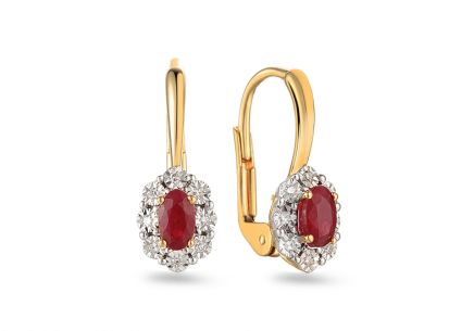 Briliantové náušnice s rubíny 0,060 ct