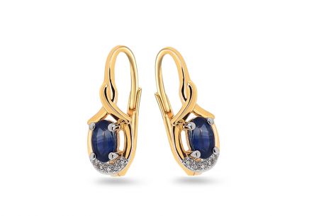 Safírové náušnice 0,680 ct s diamanty