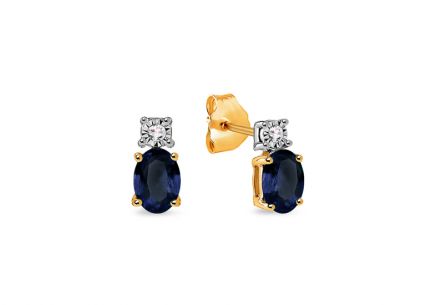Safírové náušnice s diamantem 0,020 ct