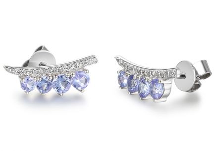 Tanzanitové napichovací náušnice s diamanty 0.040 ct