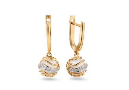 Zlaté náušnice s perlou a diamanty 0.050 ct Chloris