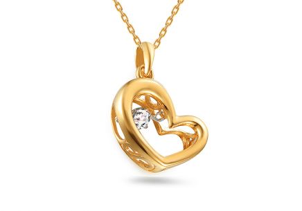 Zlatý přívěsek s diamantem 0,080 ct Dancing Diamonds srdíčko