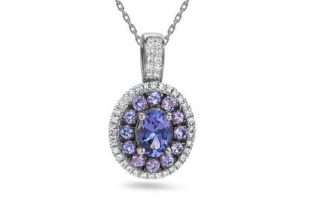 Briliantový přívěsek z bílého zlata s tanzanitem 0,350 ct