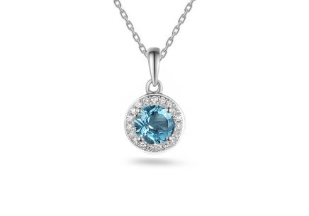 Briliantový přívěsek z bílého zlata s topasem 0,060 ct