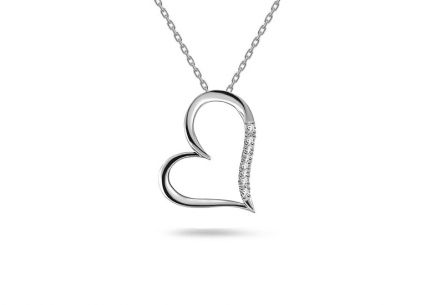 Briliantový přívěsek z bílého zlata srdíčko 0,060 ct