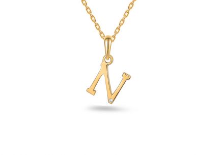Celebritka písmeno N s diamantem pro štěstí 0,0020 ct