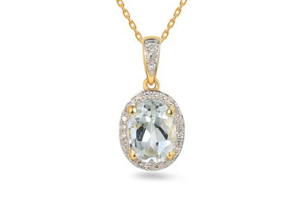 Přívěsek s bílým topásem 1,530 ct a diamanty