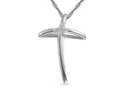 Přívěsek z bílého zlata s diamanty 0.020 ct Křížek