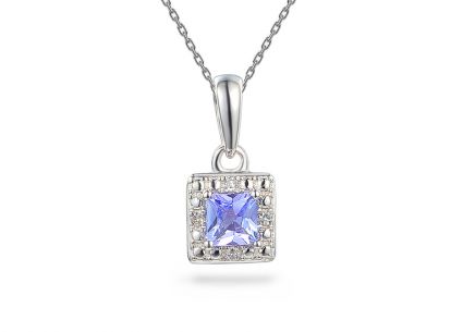Přívěsek z bílého zlata s tanzanit a diamanty 0.010 ct Lupe 2