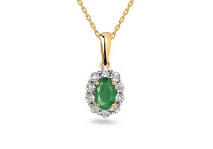 Zlatý briliantový přívěsek se smaragdem 0.040 ct